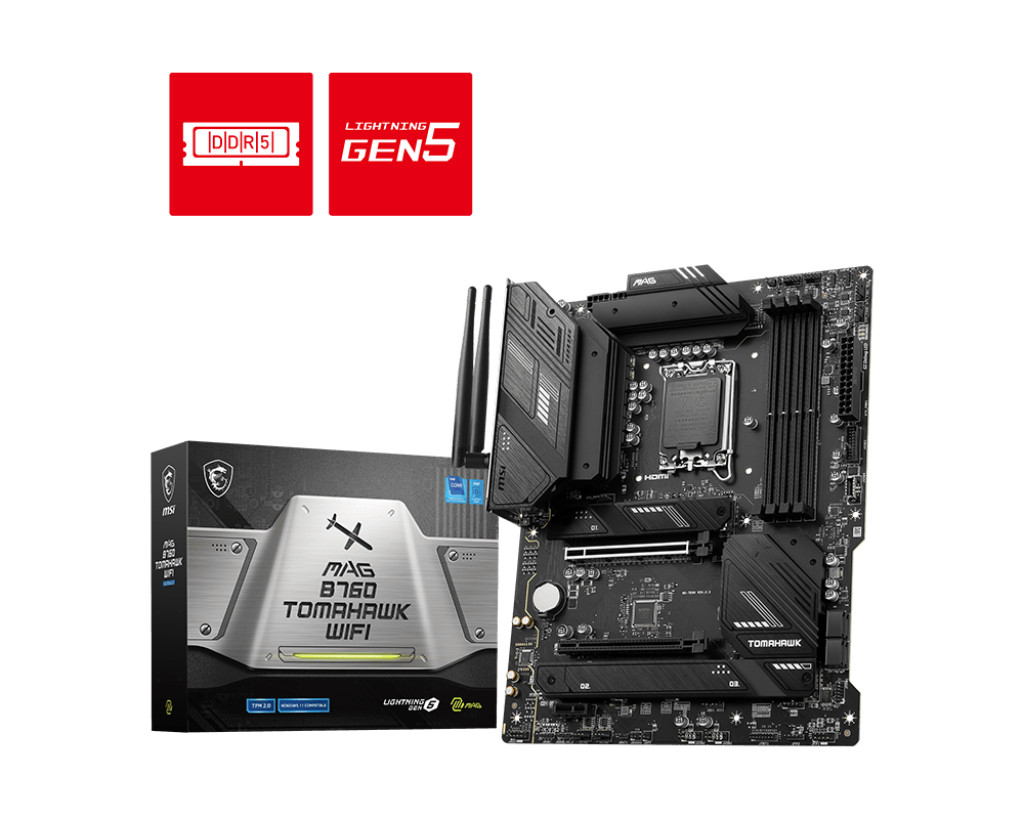 MSI MAG B760 TOMAHAWK WIFI DDR4 ( LGA 1700 / 4xDDR4 Slots / M.2 PCIe 4.0 / wifi 6 + Bluetooth )