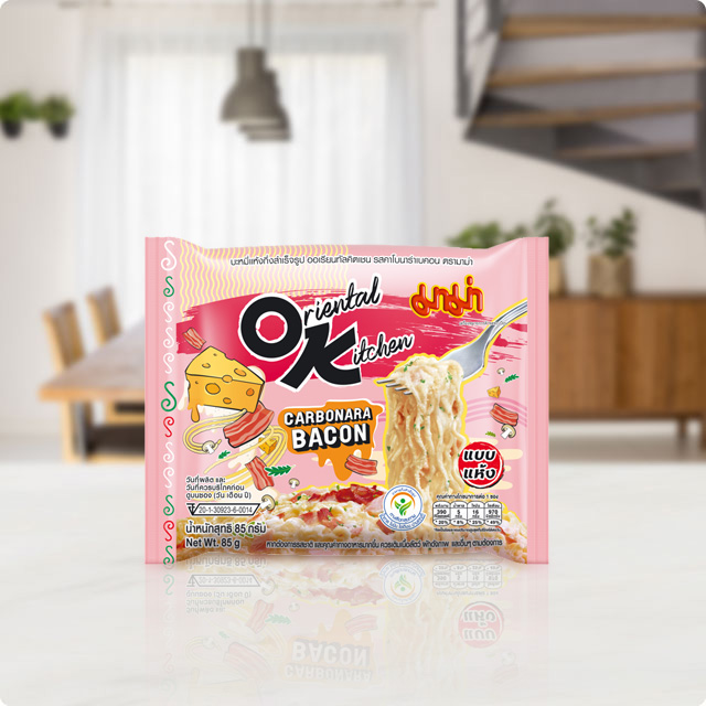 Dried Instant Noodles Oriental Kitchen Carbonara Bacon Flavour