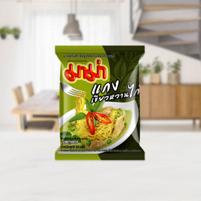 Instant Noodles Chicken Green Curry Flavor